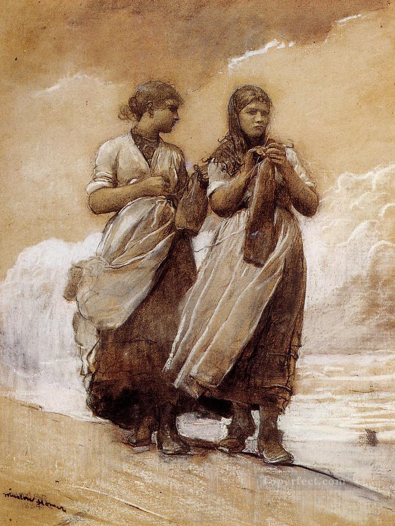 Fishergirls on Shore Tynemouth pintor realista Winslow Homer Pintura al óleo
